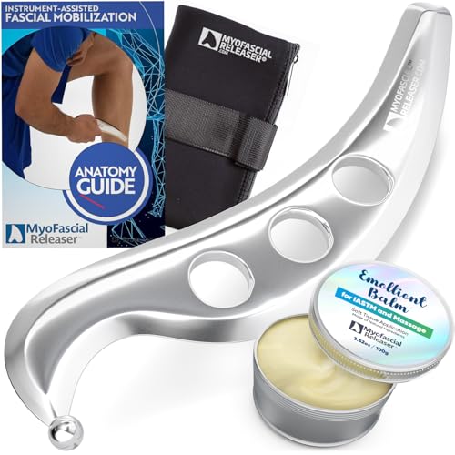 Professional Muscle Scraper Tool – Medical-Grade 304 SS IASTM & Gua Sha Scraping Tool – Ergonomic Fascia Mobilization Instrument for Soft Tissue Massage & Manual Bodywork – Emollient Balm Included - color: Ellipse Pro