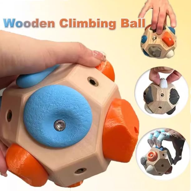 Handcrafted Boulder Block Build Strength and Precision 3D Climbing Ball for Training Simulated Rock Wall Holds Portable Gear Gifts Rocks Climbers Block Anywhere(Size:Lasso + climbing ball + storage ba - size: Lasso + climbing ball + storage bag