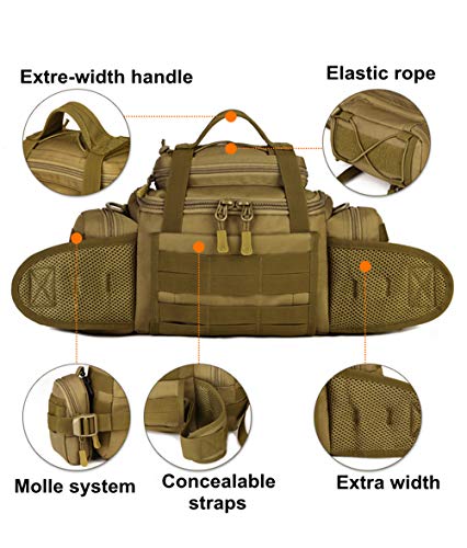 Tactical Assault Gear Sling Pack Hiking Duffle Fanny Packs MOLLE Compact Utility Military Waist Range Bag Heavy Duty EDC Camera Shoulder Backpack (Coyote Brown) - color: Coyote Brown