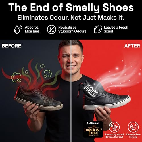Defiance Fresh Shoe Deodorizer, Shoe Odor Eliminator, Natural Freshener | Natural Bamboo Charcoal, Lemon & Ocean Scent, 2 Pack, Shoe Deodorizing Inserts, Long Lasting, Reusable, Odor Remover shoes,