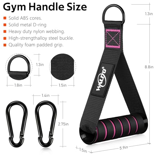 Exercise Handles, Cable Machine Handles for Gym Cable Attachments Training | 2 Pack Heavy Duty Handle with Non Slip Grip for Cable Machines, Pull Down Workouts, Resistance Bands and Home Gym Equipment - color: Black-Pink