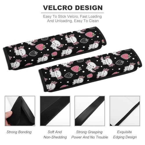 2 Pack Cute Axolotl Strawberry Funny Pink Seat Belt Cover Universal Fit Seat Belt Cushion for Kids, Stroller Pushchair High Chair, Neck and Shoulder Support - color: Pattern 584