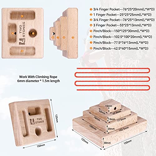 TWO STONES Rock Climbing Training Pinch Block, Finger Grips Hanging Pinch Grip with Edges and Pockets