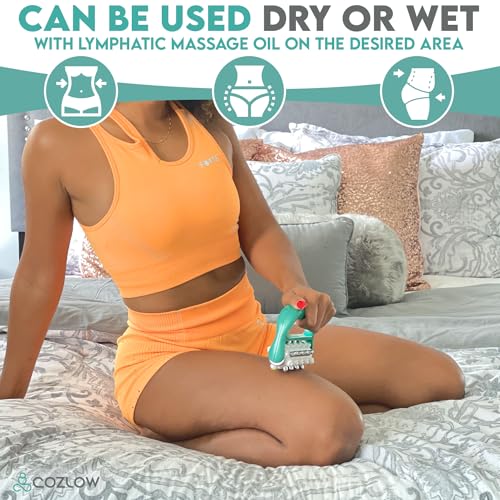 COZLOW - MyoRelease Lymphatic Drainage Massager - Green - Handheld Fascia Release + Scar Tissue Massage Roller for Shoulder, Neck, Belly, Thigh, Leg, Back, Glutes - Helps Reduce Cellulite Appearance - color: Green