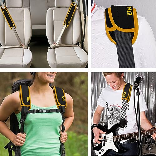 ZINZ Ultra Thick & Breathable Universal Shoulder Pad Cushion for Bag - Long & Comfort - color: Black&yellow
