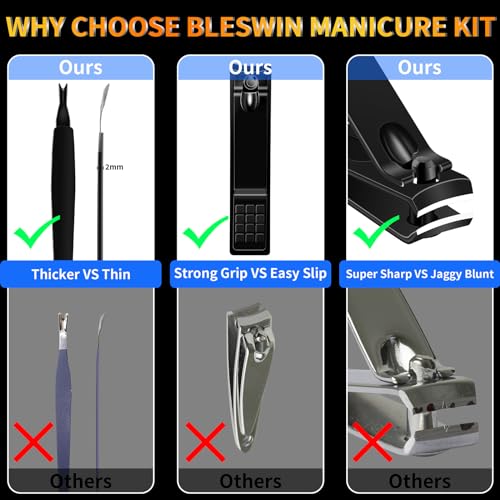 Manicure Set 16 In 1 Professional Stainless Steel Pedicure Kit Toenail Clippers Set Mens Grooming Kit Fingernail Kit for Women with Luxurious Travel Bag, Suitable for Home, Travel, and Salon (Black) - color: 16Pcs-Black