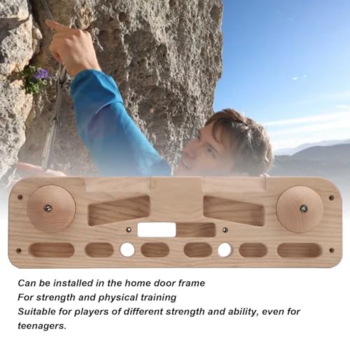 Keenso Wooden Rock Climbing Hangboard, Wooden Hangboard Climbing Board Fingerboard Climbing Training Board for Building Core Strength and Endurance