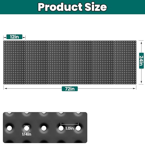 EVERHANGER Metal Pegboard Panels 24" x 12", Heavy Duty Steel Peg Boards for Garage, Pegboard Wall Organizer for Tool Storage and Organization, Black, 6 Pack - size: 6 Pack 24" x 12"