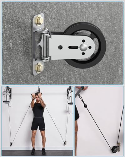 Gym Pulley Blocks, 3.5Inch/88mm Wall Mount Fixed Pulley Wheel, Upgrade Rotation 180 Degree, Load Bearing 300LBS, Heavy Duty Swivel Wheel for LAT System, DIY Fitness - style: Wall-mounted Pulley -1 Pack