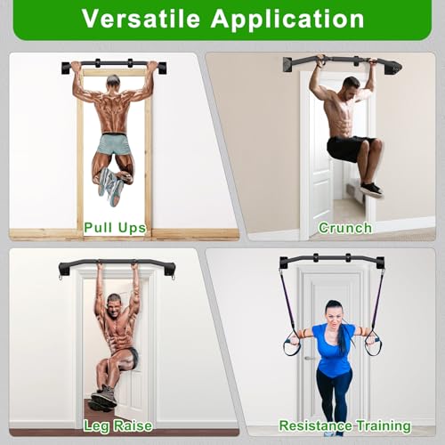 SELEWARE 32"/36" Wall Mount Pull Up Bar Joist Mount Chin Up Bar for Doorway | Heavy Duty Steel Construction Support 450 lb, w/Resistance Band Hooks, Fits 32"/36" Wall Studs for Home Gym Strength Training - size: B: 36" x 1.6" Dia Grip