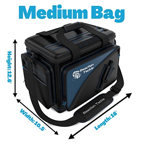 Reaction Tackle Saltwater Fishing Tackle Bags, Water Resistant 1000D PVC Tackle Box Bag with Removable Dividers, Fits 3600 and 3700 Trays, Medium - size: Medium Bag