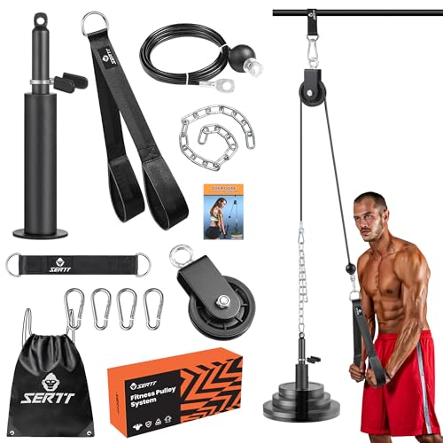 SERTT Weight Cable Pulley System Gym, with Upgraded 2 in 1 Loading Pin,for Tricep Pull Down, Bicep Curl, Shoulder, Back, Forearm Home Gym Equipment - color: with Nylon Pulley