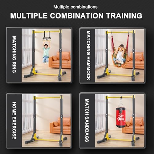 YOXIER Pull Up Station,Dip Station,Power Tower Portable Pullup Bar Station with 11 Gears Adjustment Power Station for Pull Ups,Push Ups,Vertical Knee and Leg Raises & Dip Stand for Home & Gym 400LBS Black