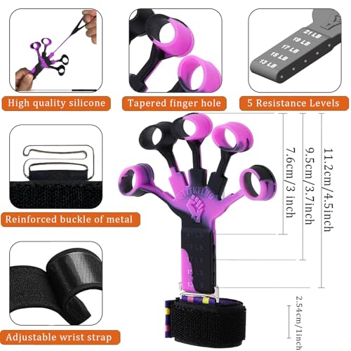 Grip Strength Trainer with Forearm Strengthener, Hand Grip Strengthener, Hand Extension Exerciser, Stress Relief Ball and Hand Grip Strengthener for Muscle Building and Injury Recover(5 PCS) - color: 01-Camouflage-Black