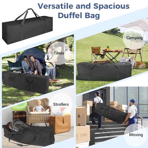 COOLBEBE 52" Sports Duffle Bag - 160L Extra Large Travel Duffel Luggage Bag with Upgrade 2-way Lockable Zippers, Sturdy & Water Resistant Long Duffle Bag for Camping Moving (Black 52inch 2Pack) - size: 52" x 12" x 16" 2Pack