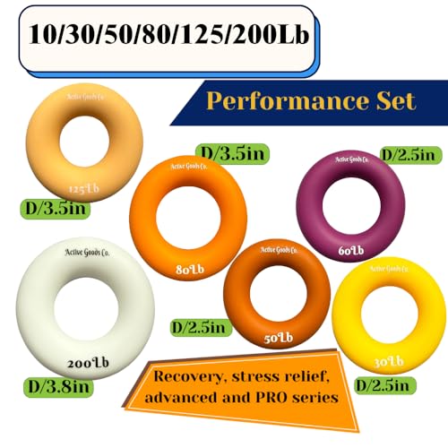 Hand Exerciser - PROFESSIONAL GRADE, Set or Single, Different Sizes. Visit to see more! Bague classique en silicone parfaite pour améliorer la force, la puissance et la vitesse dans les poignets. - size: 7 Set - 10-30-50-80-125-200 lb