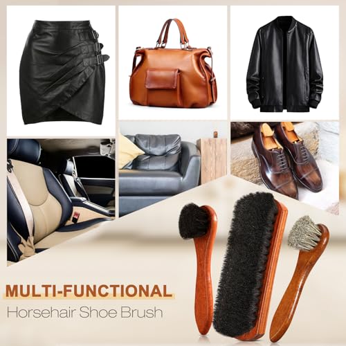 4Pcs Shoe Brush, Premium Horse Hair Brush for Leather, Professional Shoe Polish Brush, Long-Lasting Shoe Cleaning Brush, 100 Percent Horsehair Shoe Brush Shine Kit for Cleaning and Polishing - size: 4PCS