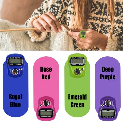 4 PCS Electronic Finger Counter, 5 Digit Number and LCD Electronic Digital Display, Resettable Hand Tally, Counting for Golf, Goods Counting, Lap, Knitting
