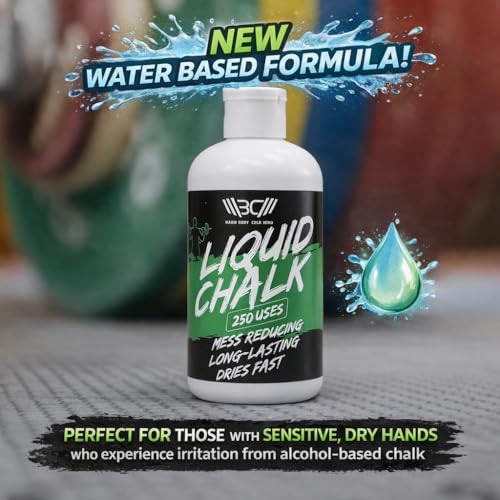 WARM BODY COLD MIND Mess Free Liquid Chalk - Gym Chalk for Weightlifting, Gymnastics, Climbing, Powerlifting - Sports Chalk - Hand Grip Chalk - style: 250 Ml Water Chalk