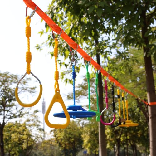 Climbing Gymnastic Rings for Kids - Strong Obstacle Course Ninja Ring Monkey Bars for Outdoor Backyard Play Sets, Swing Set - color: Ninja Rings