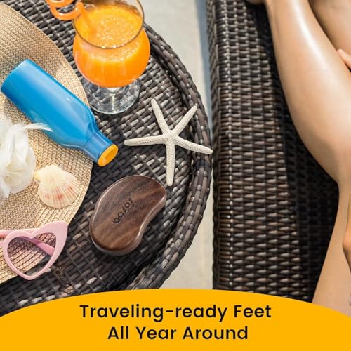 BEZOX Glass Foot File - Nano-Glass Pumice Stone Foot Scrubber, Heel File Callus Remover for Silky Smooth Feet, Portable Pedicure Tool for Summer & Vacation - Walnut Wood Handled