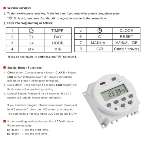 Baomain Time Switch Relay,Digital LCD Programmable Timer,24V DC/AC Input,200-250V 16A Output,28 Programs Daily/Weekly Schedule,CN101A for Lighting and Equipment Control (Pack of 3) - size: Timer (Pack of 3)