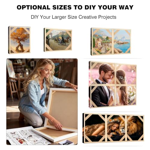 DIY Wood Canvas Stretcher Bars Kit, 1.25" Gallery Depth, 8" x 12" | Gallery wrapped canvas frame kit for oil painting and prints, sturdy wooden wall art frame, easy assembly, made in USA - size: 8"X12"