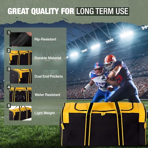 Jetstream Heavy Duty Multi Pocket Durable Sports Gym Equipment Travel Duffel Bag - color: XL 36" Gold, size: 36IN