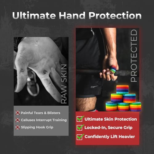 1.5" Rainbow Thumb Tape for Cross Training & Weightlifting | Workout Athletic Tape for Deadlifts & Hook Grip, Powerlifting Thumb Protection and Improves Grip Control