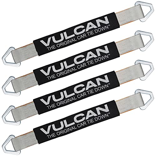 VULCAN Car Tie Down Axle Strap with Wear Pad - 2 Inch x 22 Inch - 4 Pack - Silver Series - 3,300 Pound Safe Working Load - size: 2" x 22" Silver Series (4 Pack)