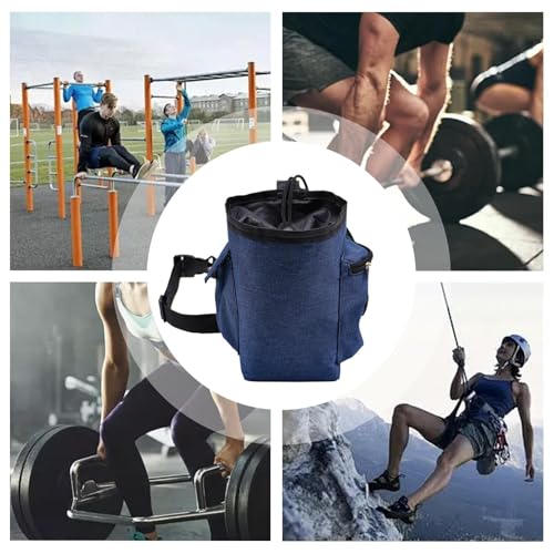 Rock Climbing Chalk Bag Adjustable Belt Gear Equipment | Chalk Organizer for Rock Climbing, Bouldering, Weightlifting, Gymnastics, Adults Women Men - color: Navy Blue