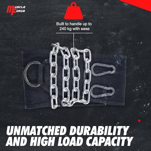 Weighted Dip Belt, Weight Lifting Pull Up Belt up to 530 lbs for Weighted Pullups with Chain and Carabiner, for Men, Strength Training, Bodybuilding