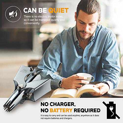 ROYAL [Made in Korea] Nose Hair Trimmer for Men Birdie, Manual, Battery-Free, Water-Resistance, Painless with Twelve Dual-Edged Blades, Patented Mechanism ET-4 - color: Silver