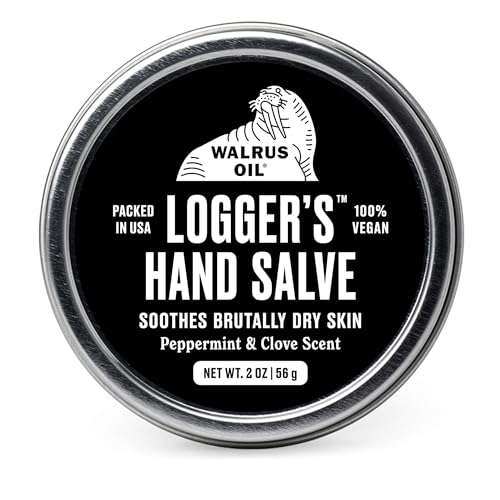 Walrus Oil - Logger's Hand Salve Cream, 2oz, 100% Vegan, Made with Olive Wax, Kokum Butter, Coconut Oil and more. Peppermint and Clove scent.