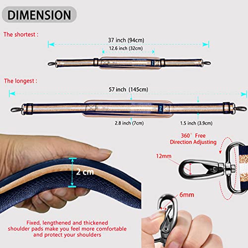 Bag Shoulder Strap, Padded Adjustable Shoulder Strap Replacement - color: Blue Gold, size: 57"