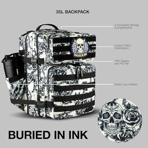WOLFpak 35L Athletic Gym Backpack - Durable 1000D Waterproof Oxford Material with MOLLE Webbing, Laptop Pocket - color: Buried in Ink