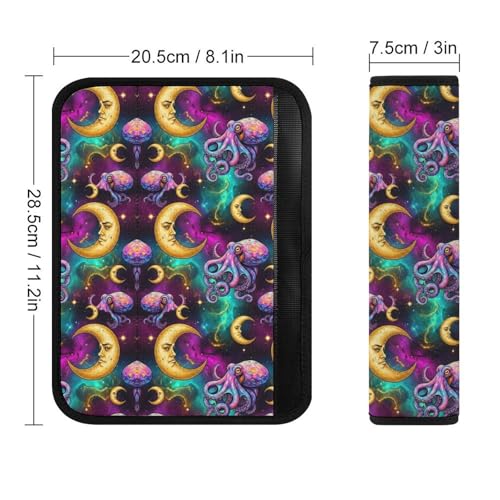 Universal Soft and Comfortable Car Seat Straps Shoulder Pads for Girls and Boys, Most Cars, 1 Pair Octopus Moon Galaxy Harness Pads Strap Comfortable Driving - color: Pattern 774