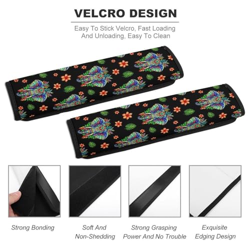 1 Pair Universal Soft and Comfortable Seat Belt Shoulder Pad for Kids, Stroller Pushchair High Chair, Tropical Elephant Boho Mandala Shoulder Protector, Anti-Slip Pad - color: Pattern 1215