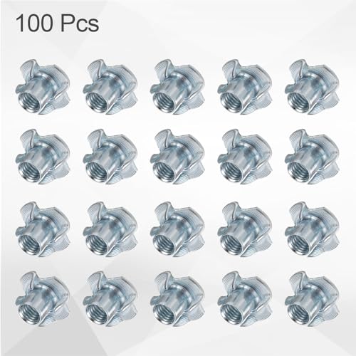 HARFINGTON M8x12mm T-Nuts 4 Pronged Tee Nut 0.83" x 0.47" Fully Thread Carbon Steel Inserts for Wood, Rock Climbing Holds, Cabinetry, Furniture 100pcs - size: M8x12mm, 21mm