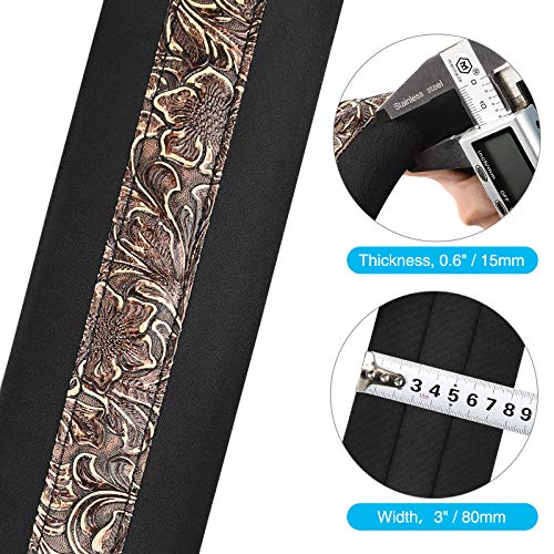 LEKATO Bass Guitar Strap - 3" Wide, Padded, Adjustable 45" to 55", Pick Holder & 2 Safety Strap Locks - color: Brown, size: Regular(45"-55")