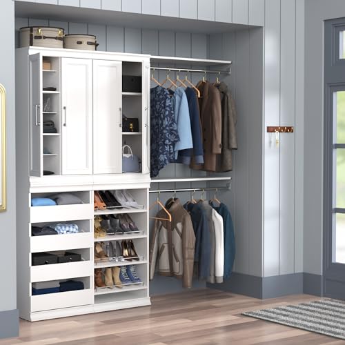 ClosetMaid Modular Storage Shelf Unit with Angled Shoe Shelves, White - color: White