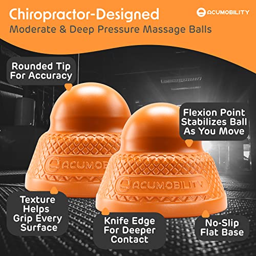 Acumobility Massage Ball Roller 2 Pack - Trigger Point - Massage Balls | Massage Roller Ball, Foot Massage Ball, Physical Therapy Ball - color: Orange