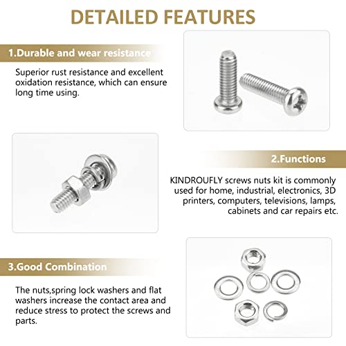 372 Pieces M4 x 6/8 /12/16 /20/25 /30mm Phillips Pan Head Machine Screws Nuts Washers Assortment Kit, 304 Stainless Steel, Fully Machine Thread - size: M4, style: Phillips Pan Head