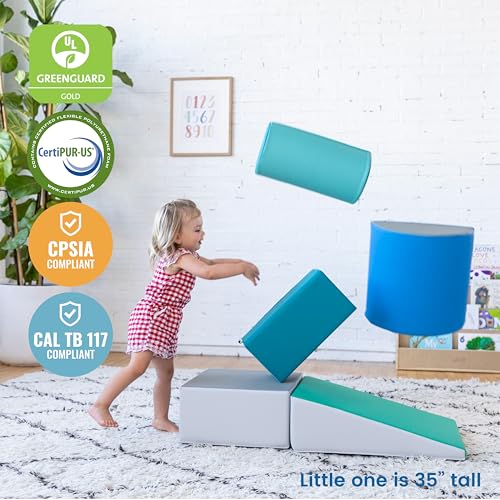 ECR4Kids SoftZone Climb and Crawl Playset, Building Blocks, Contemporary, 5-Piece - color: Contemporary