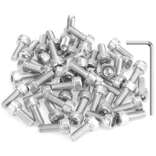 HELIFOUNER 50 Pieces M5 x 12mm, Thread Pitch 0.8mm, 304 Stainless Steel (18-8) Hex Socket Head Cap Screws, Fully Threaded - size: M5 x 12mm