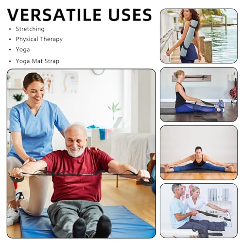 AGREJO Stretching Strap Yoga Strap Physical Therapy for Home Workout, 10 Loops Non-Elastic Stretch Band for Pilates, Flexibility, Exercise and Gymnastics - color: 2-Pack Black/Green