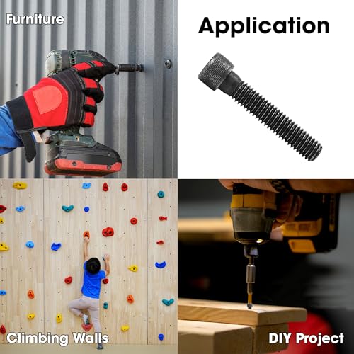 50PCS 3/8x2 inch Long Bolts for Wall Rock Climbing Holds Mounts, 3/8-16 Socket Head Allen Cap, Alloy Steel Durable & Easy Hanger Hardware Ice Screws, Gear Kit Bundle Supplies Designed for Indoor Use