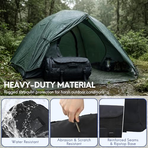 Haimont Heavy Duty Convertible Travel Duffel Backpack, Black, 45L | Shoe Compartment, Water-Resistant Tarpaulin, Wide U-Shaped Opening - color: Black, size: 45L
