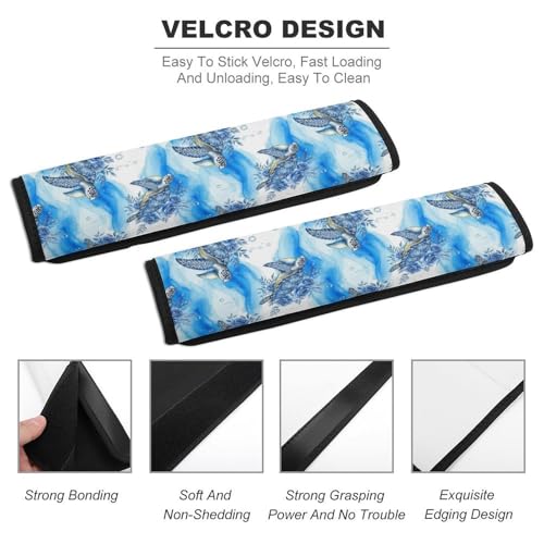 2PCS Universal Fit Car Seat Belt Pad for Kids, Most Cars, Blue Flowers Ocean Sea Turtle Floral Seat Belt Cushion, Shock Absorption - color: Pattern 1201