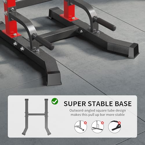 SogesPower Multi-Function Power Tower Pull Up Bar Station for Home Gym | 10-Level Adjustable Height Pull Up Bar Stand Dip Station Strength Training Workout Equipment - color: Red